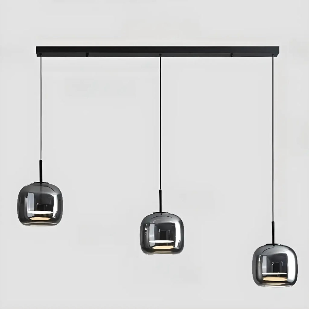 Suspension LED géométrique en métal et verre à intensité variable