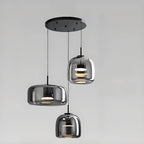 Suspension LED géométrique en métal et verre à intensité variable