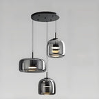 Suspension LED géométrique en métal et verre à intensité variable