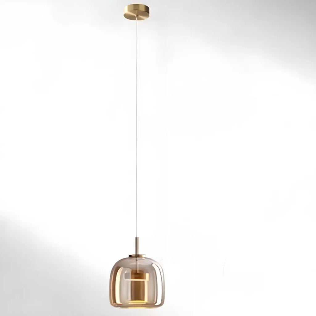 Suspension LED géométrique en métal et verre à intensité variable