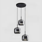 Suspension LED géométrique en métal et verre à intensité variable