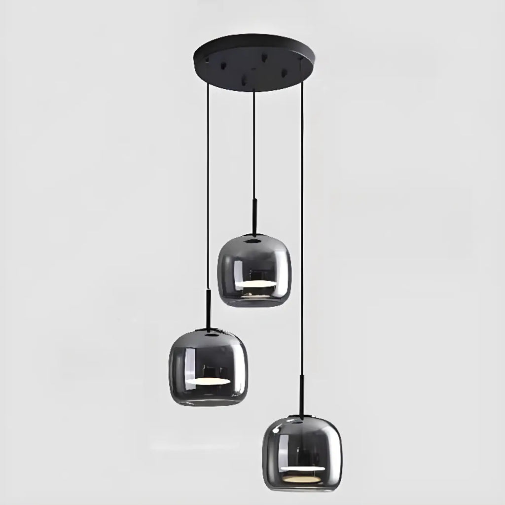 Suspension LED géométrique en métal et verre à intensité variable