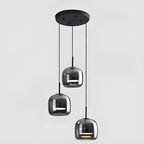 Suspension LED géométrique en métal et verre à intensité variable