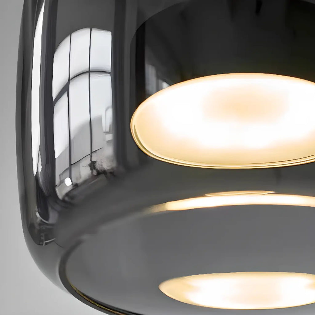 Suspension LED géométrique en métal et verre à intensité variable