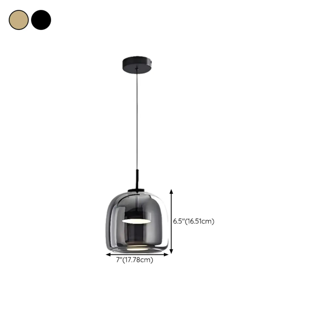 Suspension LED géométrique en métal et verre à intensité variable