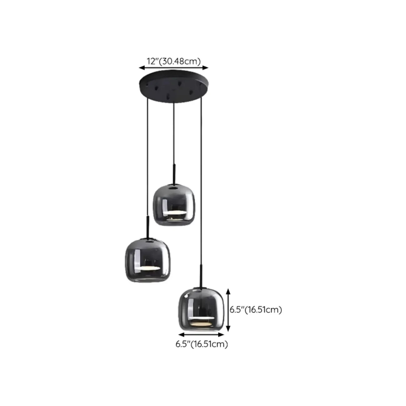 Suspension LED géométrique en métal et verre à intensité variable
