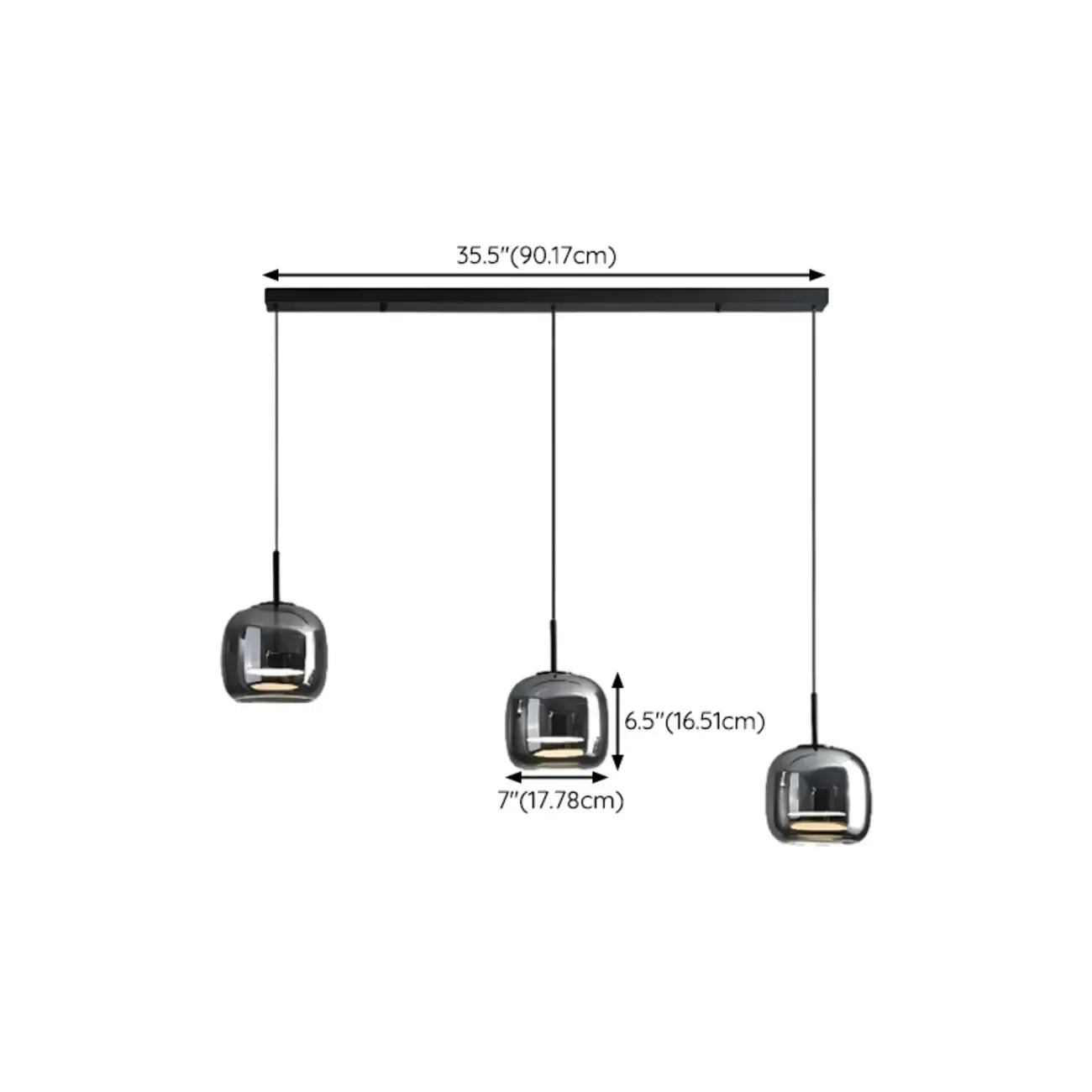 Suspension LED géométrique en métal et verre à intensité variable