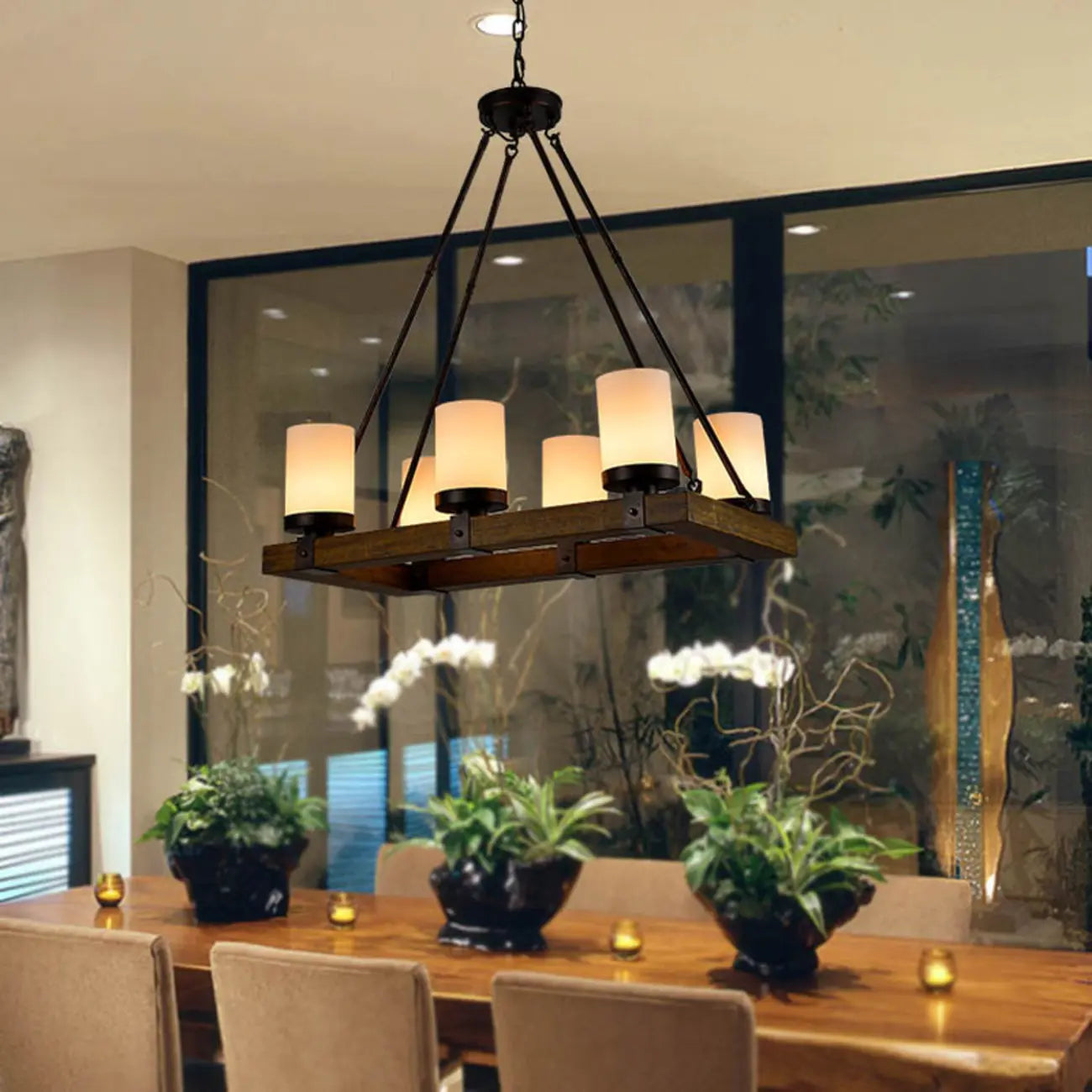 Lampadario a sospensione da isola per cucina industriale a 6 luci in metallo