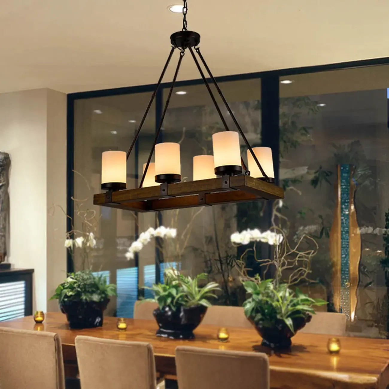 Lampadario a sospensione da isola per cucina industriale a 6 luci in metallo