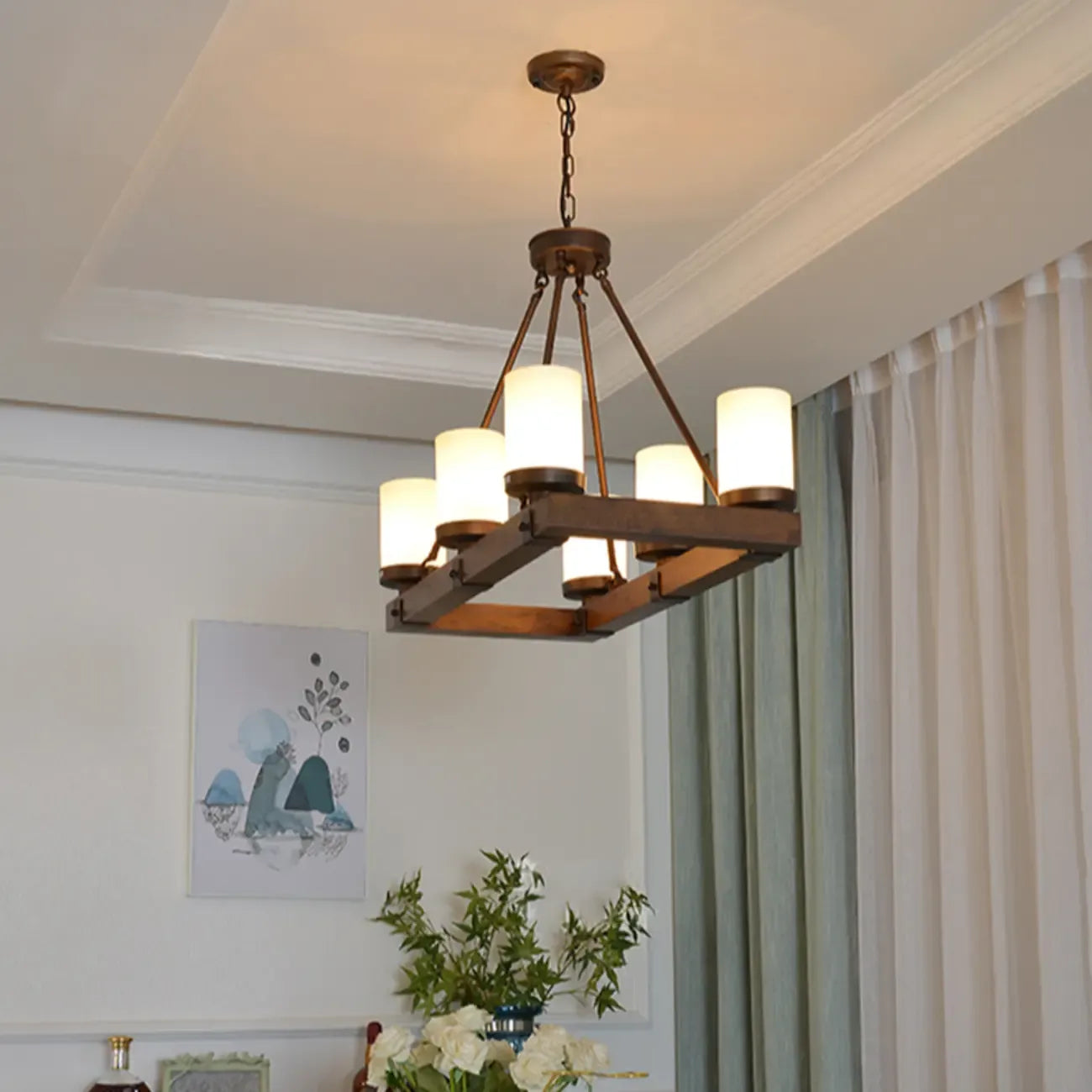 Lampadario a sospensione da isola per cucina industriale a 6 luci in metallo