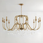 Lustre à bougies en alliage métallique de style moderne du milieu du siècle avec cristal