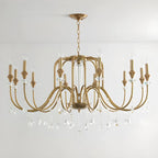 Lustre à bougies en alliage métallique de style moderne du milieu du siècle avec cristal
