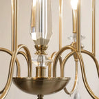 Lustre à bougies en alliage métallique de style moderne du milieu du siècle avec cristal