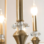 Lustre à bougies en alliage métallique de style moderne du milieu du siècle avec cristal