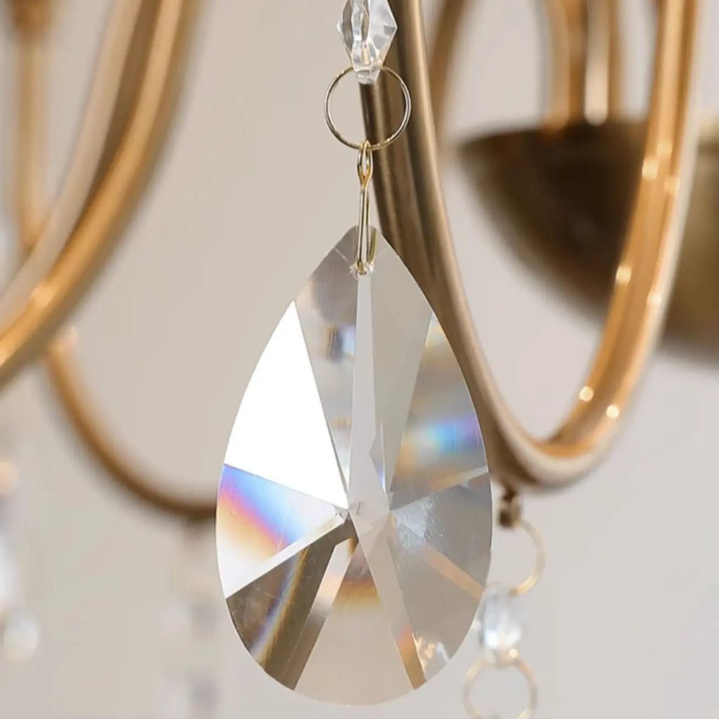 Lustre à bougies en alliage métallique de style moderne du milieu du siècle avec cristal