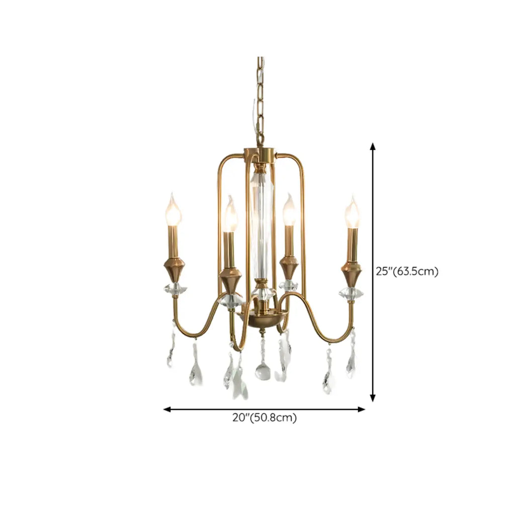 Lustre à bougies en alliage métallique de style moderne du milieu du siècle avec cristal