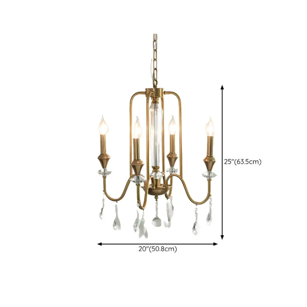 Lustre à bougies en alliage métallique de style moderne du milieu du siècle avec cristal