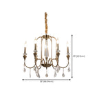 Lustre à bougies en alliage métallique de style moderne du milieu du siècle avec cristal