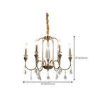 Lustre à bougies en alliage métallique de style moderne du milieu du siècle avec cristal