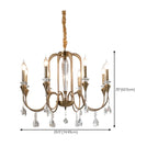 Lustre à bougies en alliage métallique de style moderne du milieu du siècle avec cristal