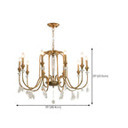 Lustre à bougies en alliage métallique de style moderne du milieu du siècle avec cristal