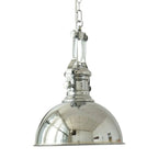 Suspension industrielle argentée en forme de dôme pour cuisine
