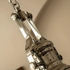 Suspension industrielle argentée en forme de dôme pour cuisine