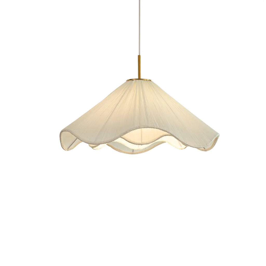 Suspension lumineuse réglable en tissu blanc en forme de fleur pour intérieur