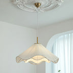 Suspension lumineuse réglable en tissu blanc en forme de fleur pour intérieur