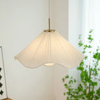 Suspension lumineuse réglable en tissu blanc en forme de fleur pour intérieur