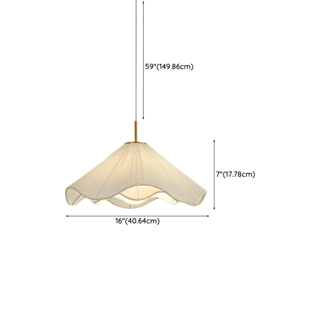 Suspension lumineuse réglable en tissu blanc en forme de fleur pour intérieur