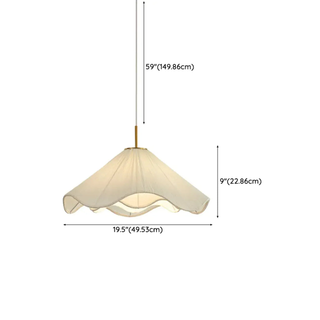 Suspension lumineuse réglable en tissu blanc en forme de fleur pour intérieur