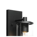 Applique da bagno a 3 luci in metallo nero e vetro trasparente cilindrico