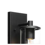 Applique da bagno a 3 luci in metallo nero e vetro trasparente cilindrico
