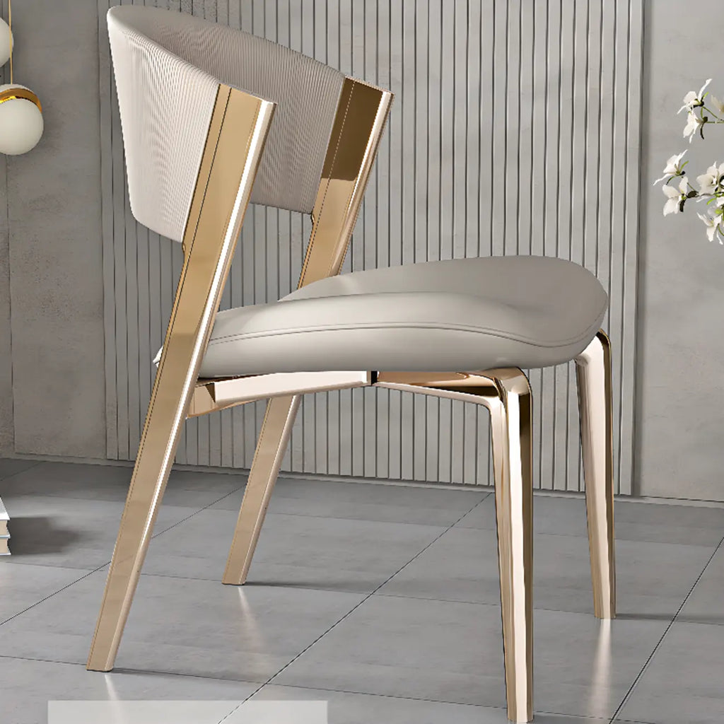 Chaise de salle à manger glamour moderne à dossier bas en similicuir