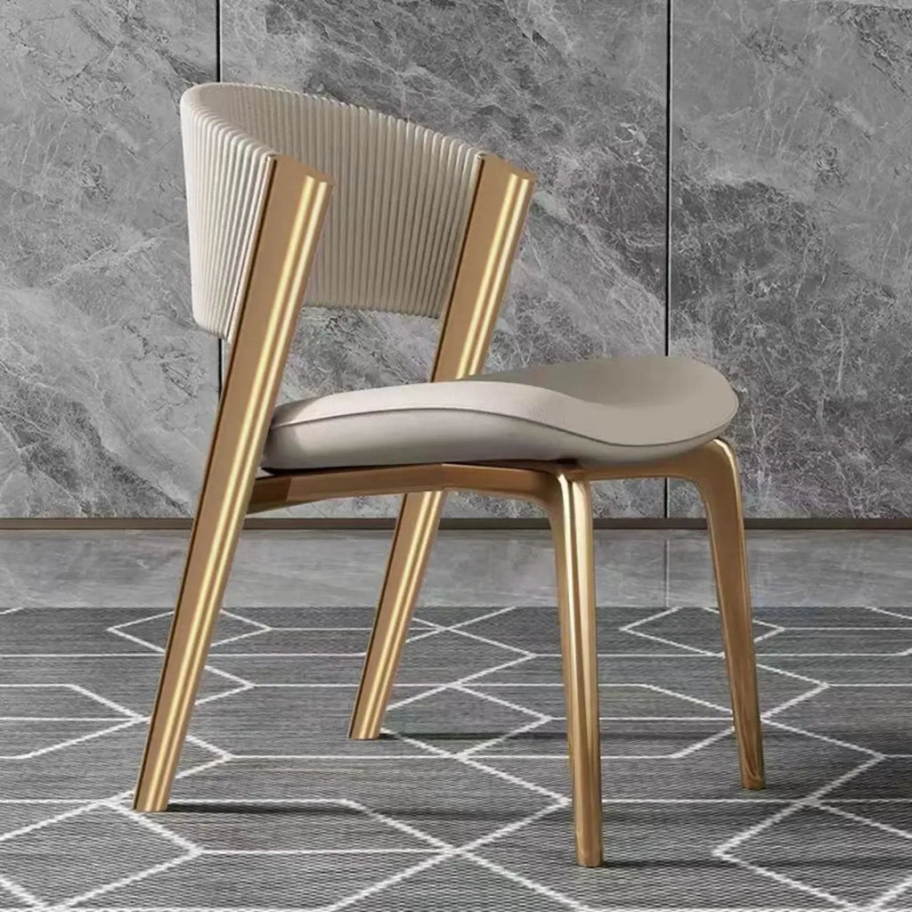 Chaise de salle à manger glamour moderne à dossier bas en similicuir