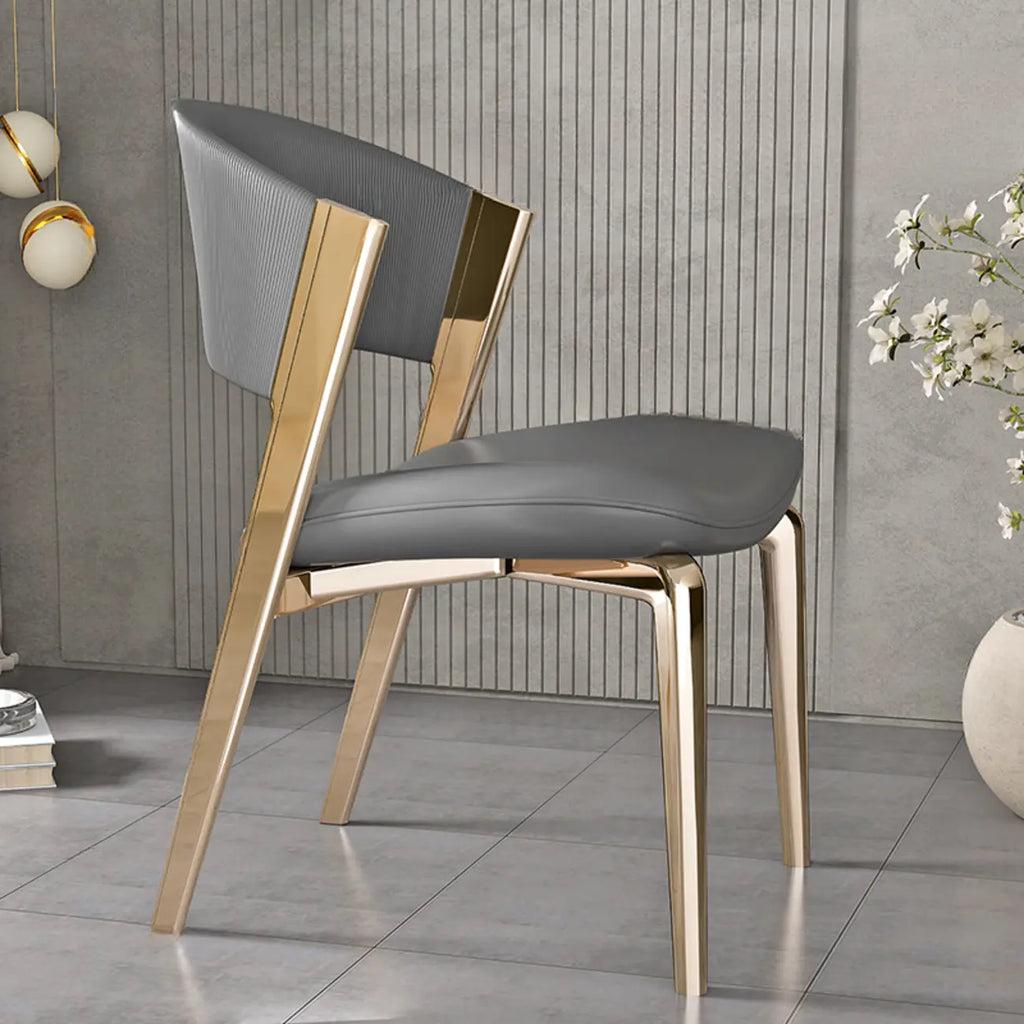 Chaise de salle à manger glamour moderne à dossier bas en similicuir