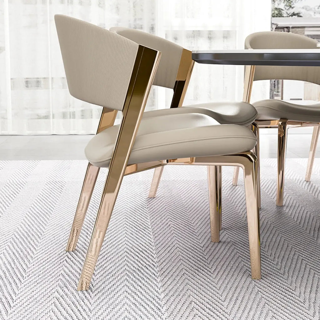 Chaise de salle à manger glamour moderne à dossier bas en similicuir