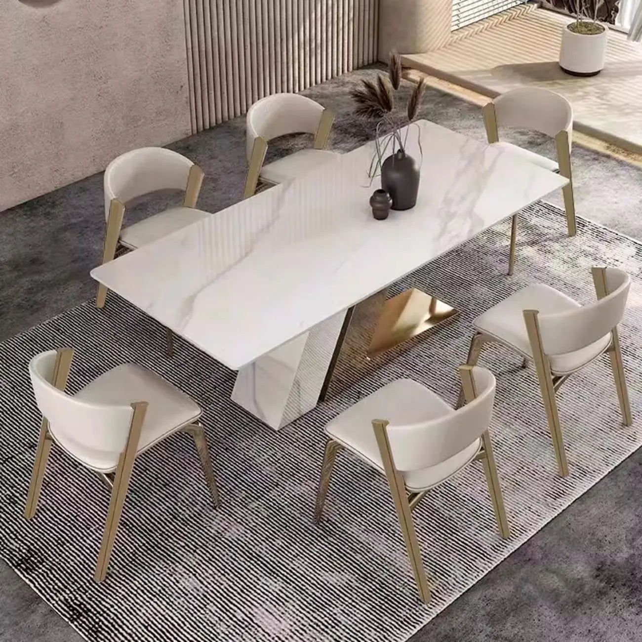 Chaise de salle à manger glamour moderne à dossier bas en similicuir