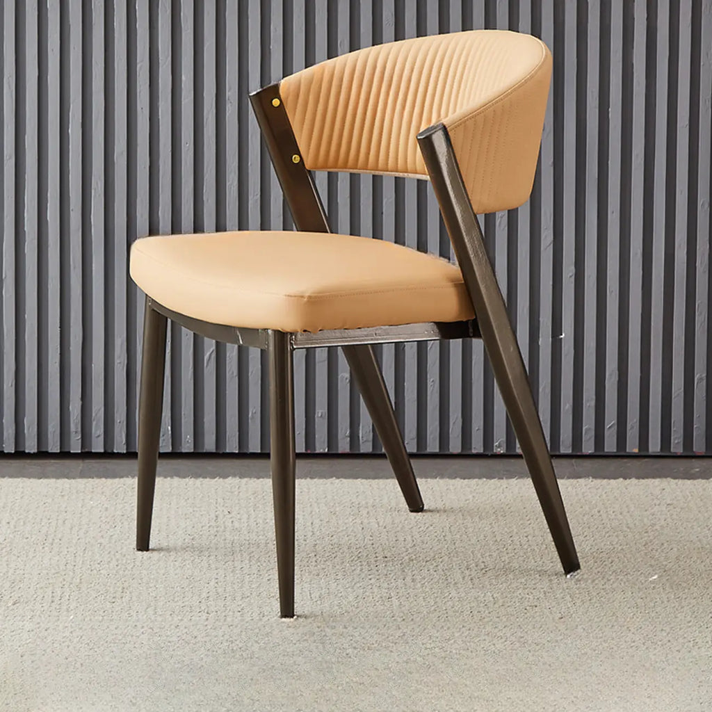 Chaise de salle à manger glamour moderne à dossier bas en similicuir