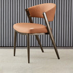 Chaise de salle à manger glamour moderne à dossier bas en similicuir