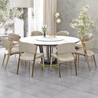 Chaise de salle à manger glamour moderne à dossier bas en similicuir