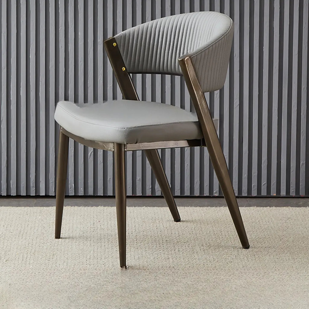 Chaise de salle à manger glamour moderne à dossier bas en similicuir