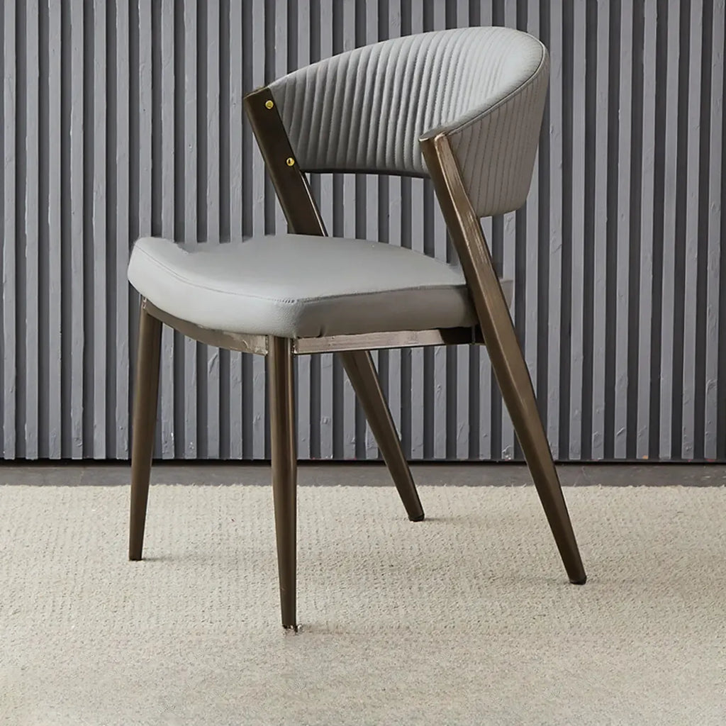 Chaise de salle à manger glamour moderne à dossier bas en similicuir