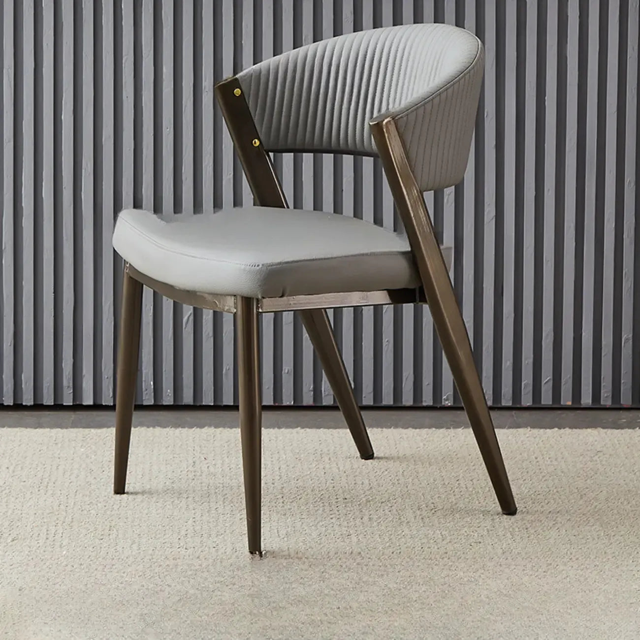 Chaise de salle à manger glamour moderne à dossier bas en similicuir