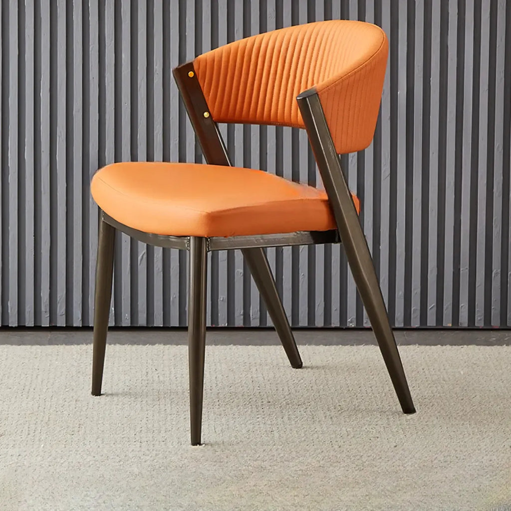 Chaise de salle à manger glamour moderne à dossier bas en similicuir