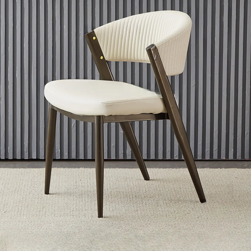 Chaise de salle à manger glamour moderne à dossier bas en similicuir