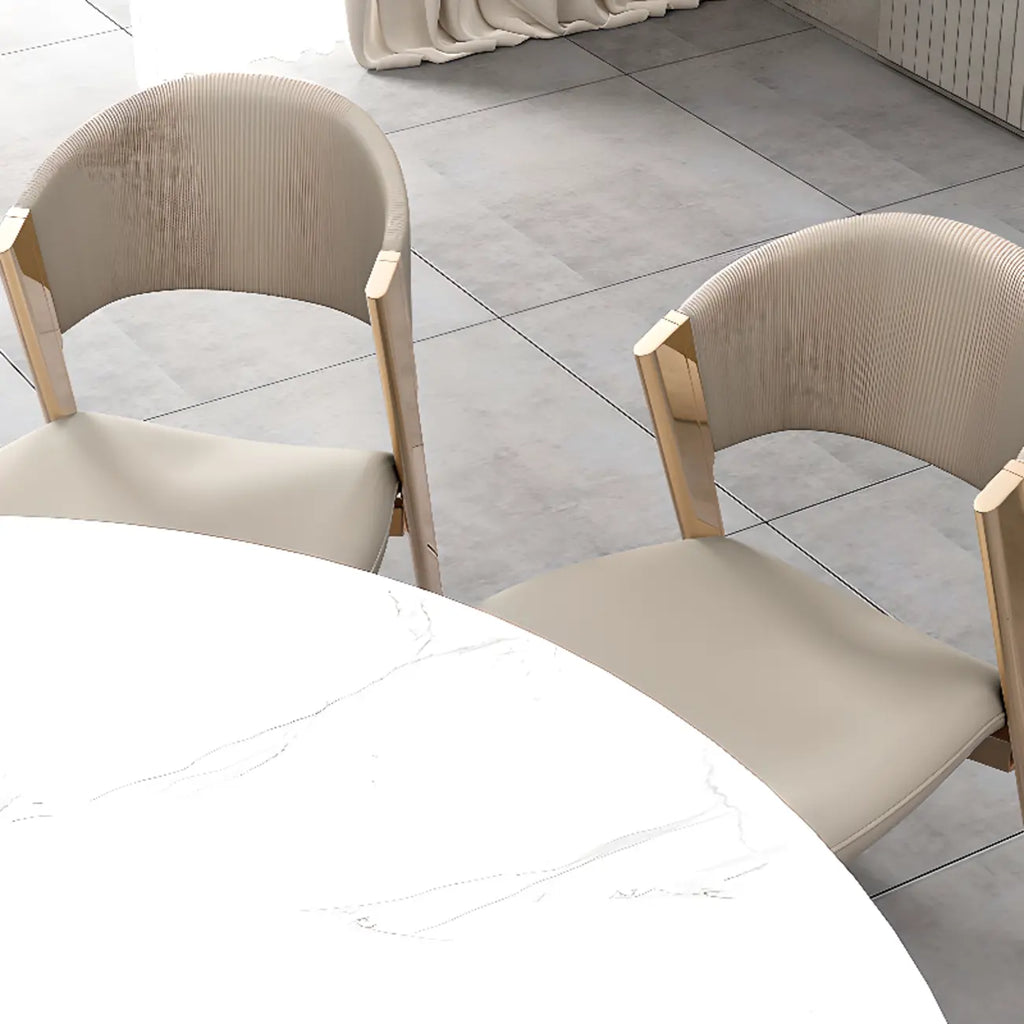 Chaise de salle à manger glamour moderne à dossier bas en similicuir