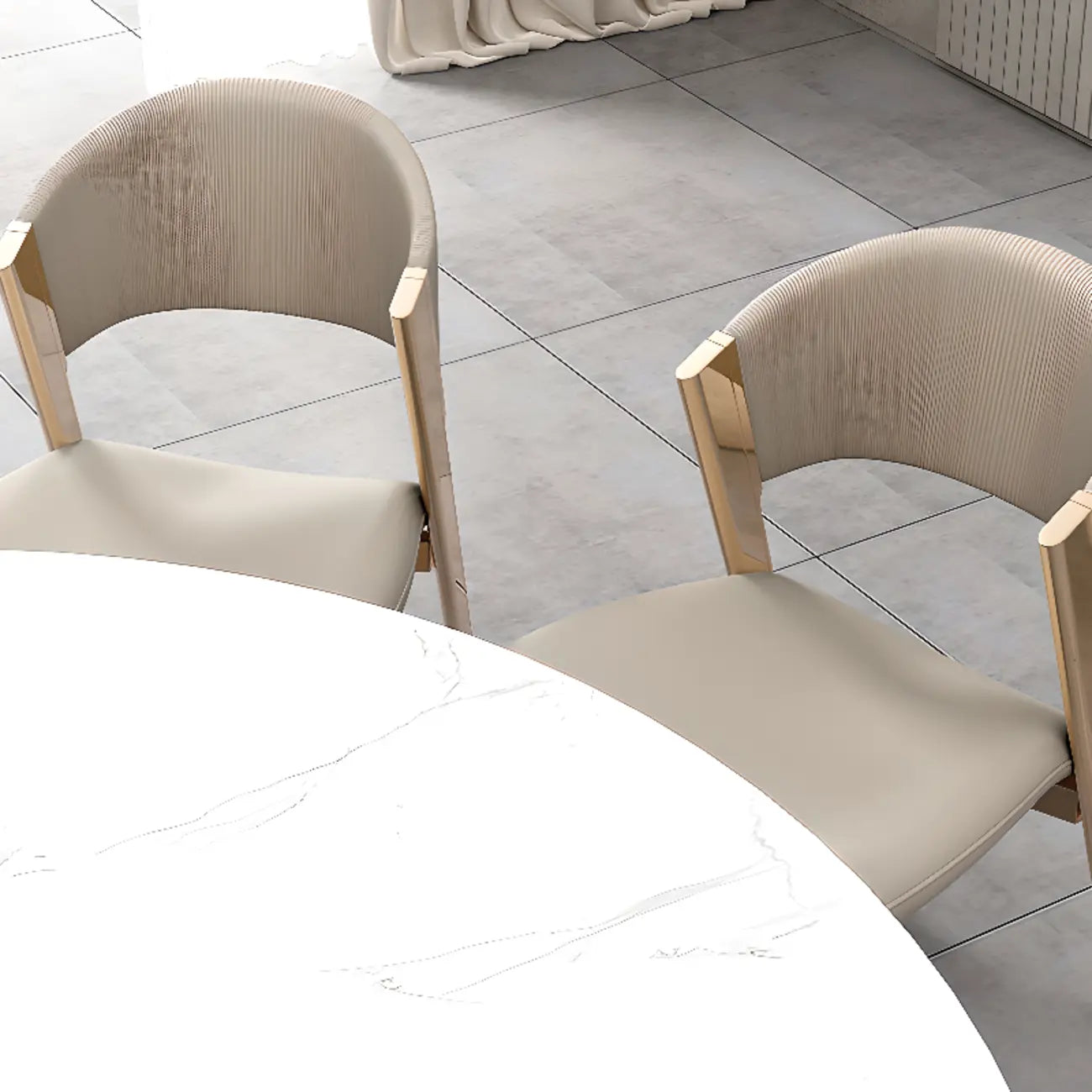 Chaise de salle à manger glamour moderne à dossier bas en similicuir