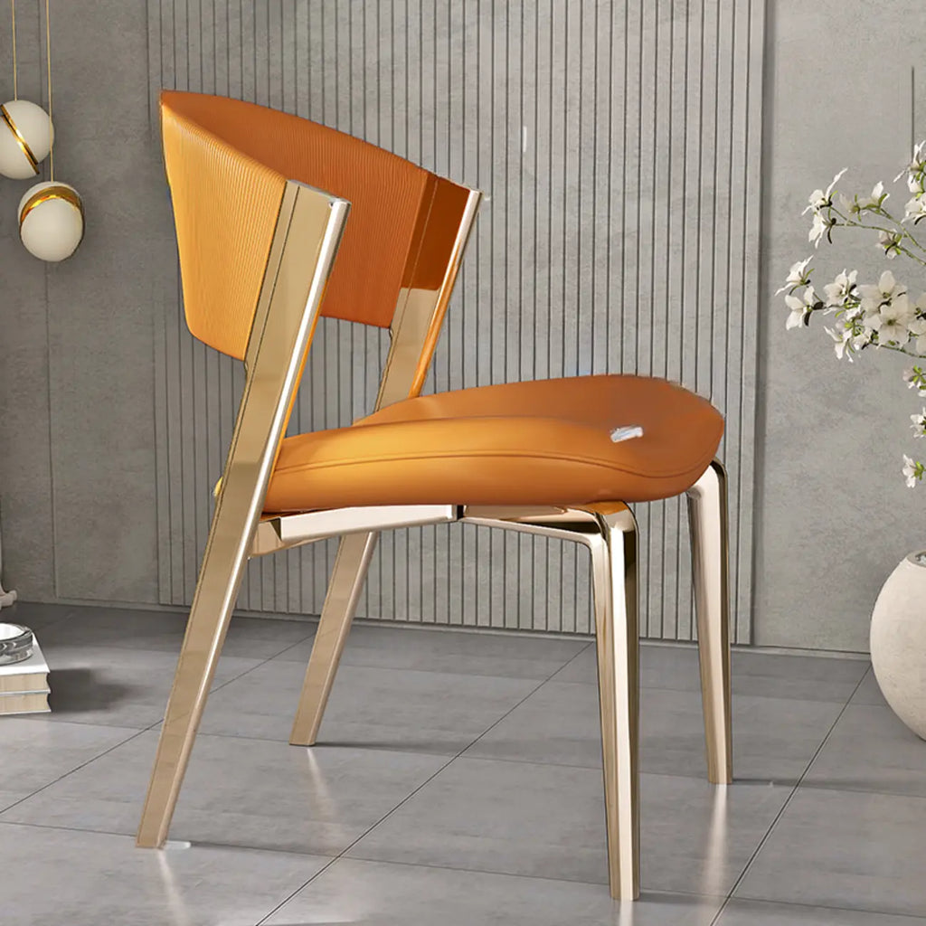 Chaise de salle à manger glamour moderne à dossier bas en similicuir